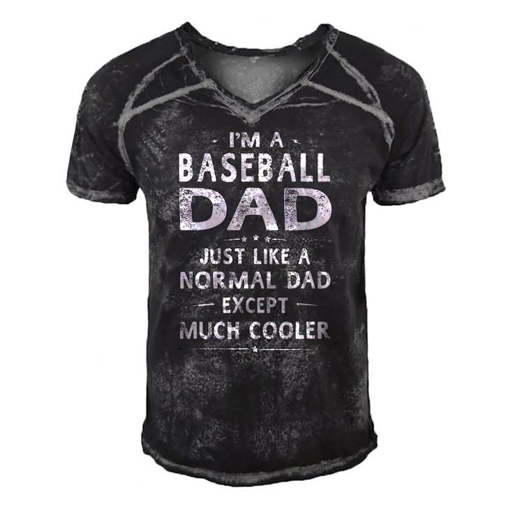 Baseball Dad Like A Normal Dad Except Much Cooler Men's Short Sleeve V-neck 3D Print Retro Tshirt