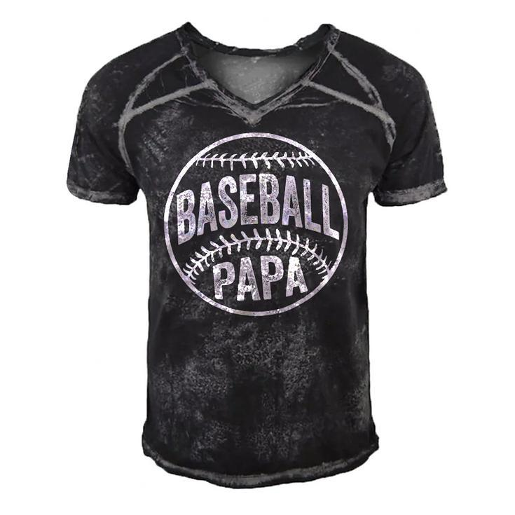 Baseball Papa Coach Fathers Day Men's Short Sleeve V-neck 3D Print Retro Tshirt