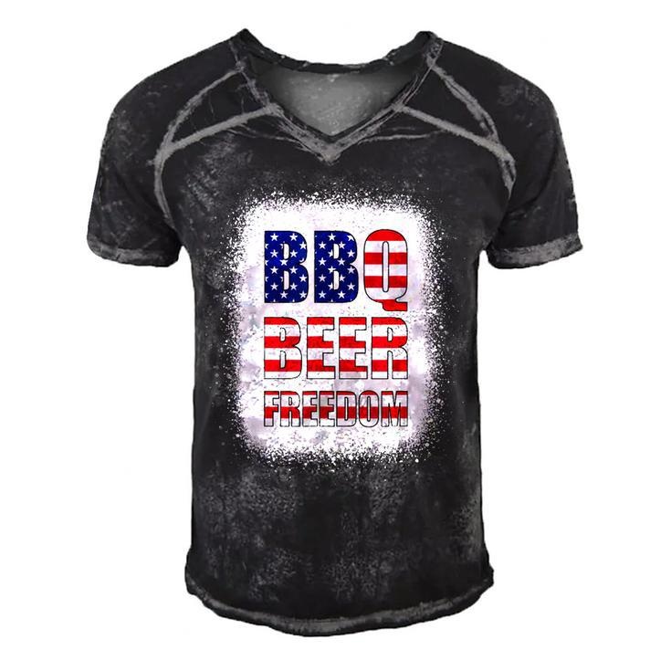 Bbq Beer Freedom America Usa Party 4Th Of July Summer  Men's Short Sleeve V-neck 3D Print Retro Tshirt