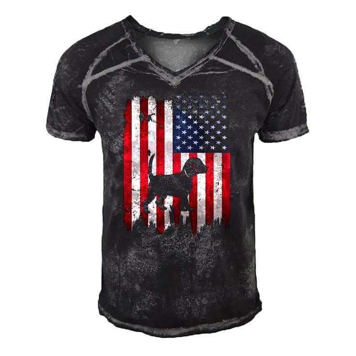 Beagle Dog Usa American Flag 4Th Of July Patriotic Gift Men's Short Sleeve V-neck 3D Print Retro Tshirt