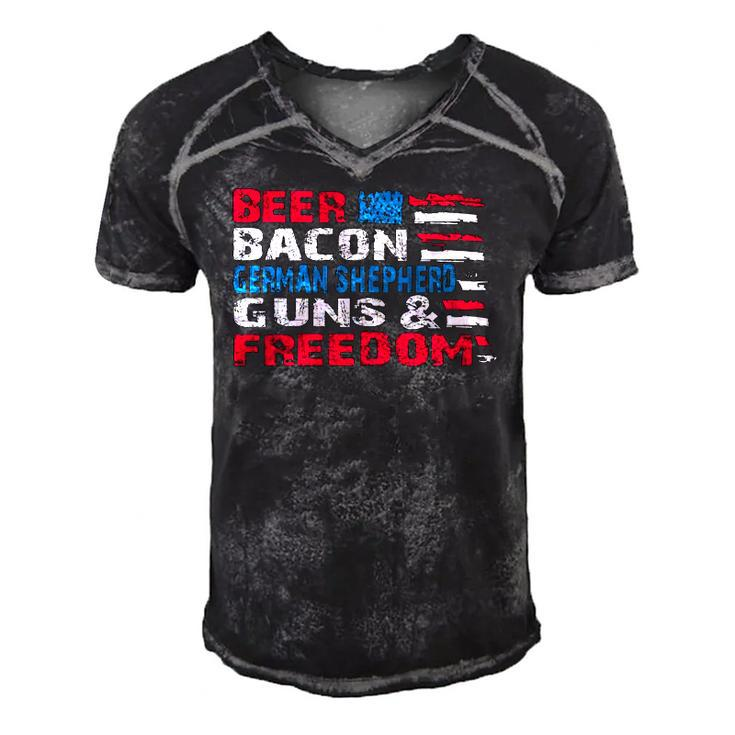 Beer Bacon German Shepherd Guns & Freedom Tee July Gift Men's Short Sleeve V-neck 3D Print Retro Tshirt