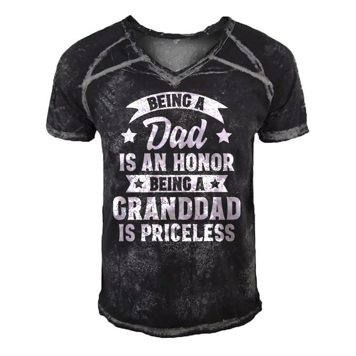 Being A Dad Is An Honor Being A Granddad Is Priceless Men's Short Sleeve V-neck 3D Print Retro Tshirt