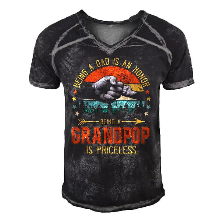 Being A Dad Is An Honor Being A Grandpop Is Priceless Men's Short Sleeve V-neck 3D Print Retro Tshirt