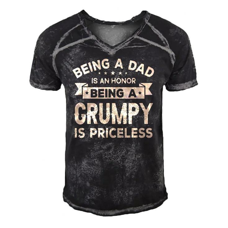 Being A Dad Is An Honor Being A Grumpy Is Priceless Grandpa Men's Short Sleeve V-neck 3D Print Retro Tshirt