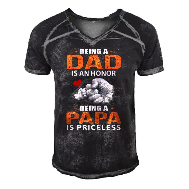 Being A Dad Is An Honor Being A Papa Is Priceless For Father Men's Short Sleeve V-neck 3D Print Retro Tshirt
