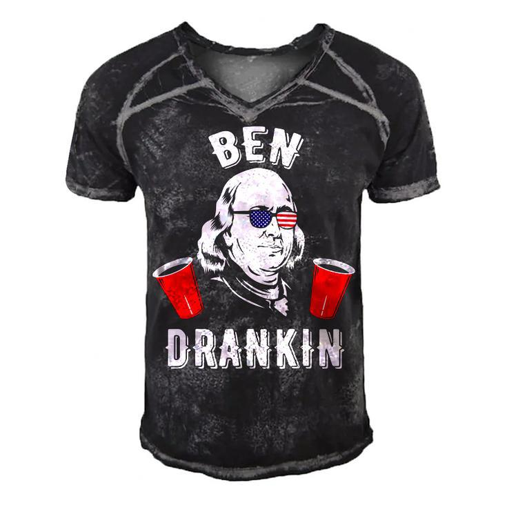 Ben Drankin Benjamin  Sunglasses 4Th Of July  Men's Short Sleeve V-neck 3D Print Retro Tshirt