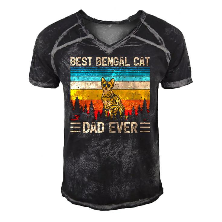 Bengal Cat Vintage Best Bengal Cat Dad Ever Fathers Day Men's Short Sleeve V-neck 3D Print Retro Tshirt
