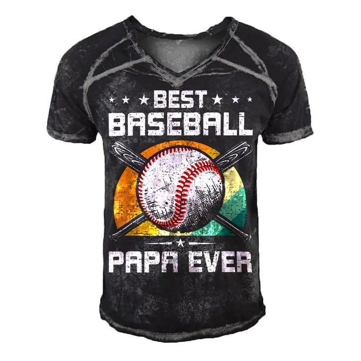 Best Baseball Papa Ever Baseball Lover Dad Men's Short Sleeve V-neck 3D Print Retro Tshirt