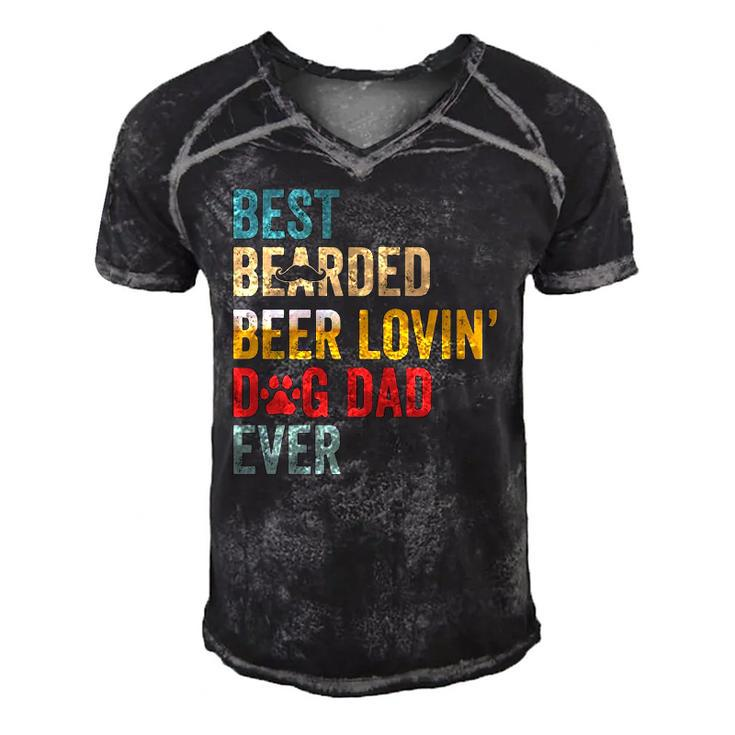 Best Bearded Beer Lovin’ Dog Dad Ever-Best For Dog Lovers  Men's Short Sleeve V-neck 3D Print Retro Tshirt