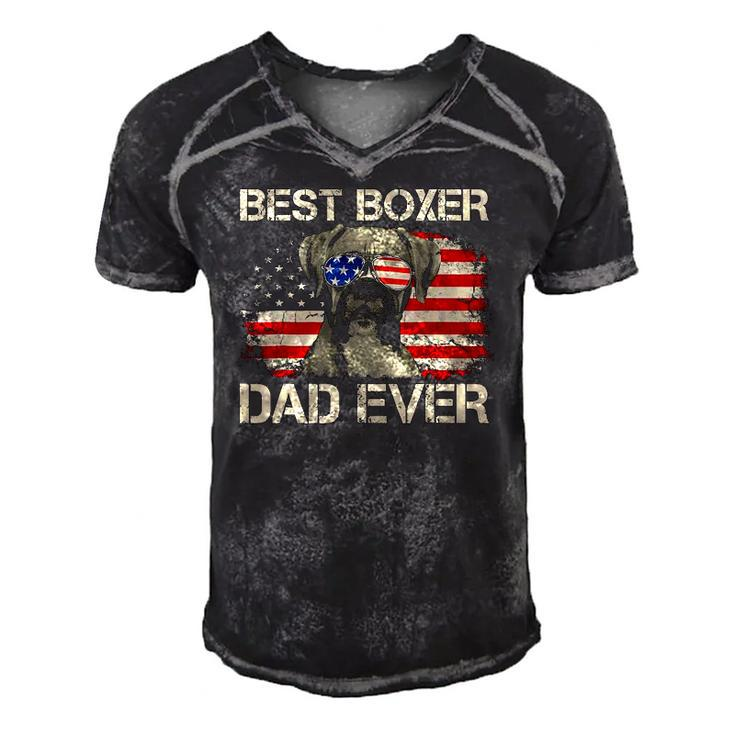 Best Boxer Dad Everdog Lover American Flag Gift Men's Short Sleeve V-neck 3D Print Retro Tshirt