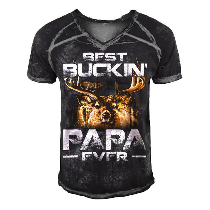 Best Buckin Papa Ever  Deer Hunting Bucking Father Men's Short Sleeve V-neck 3D Print Retro Tshirt
