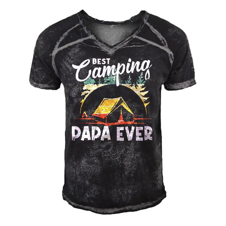 Best Camping Papa Ever Vintage Camper Men's Short Sleeve V-neck 3D Print Retro Tshirt
