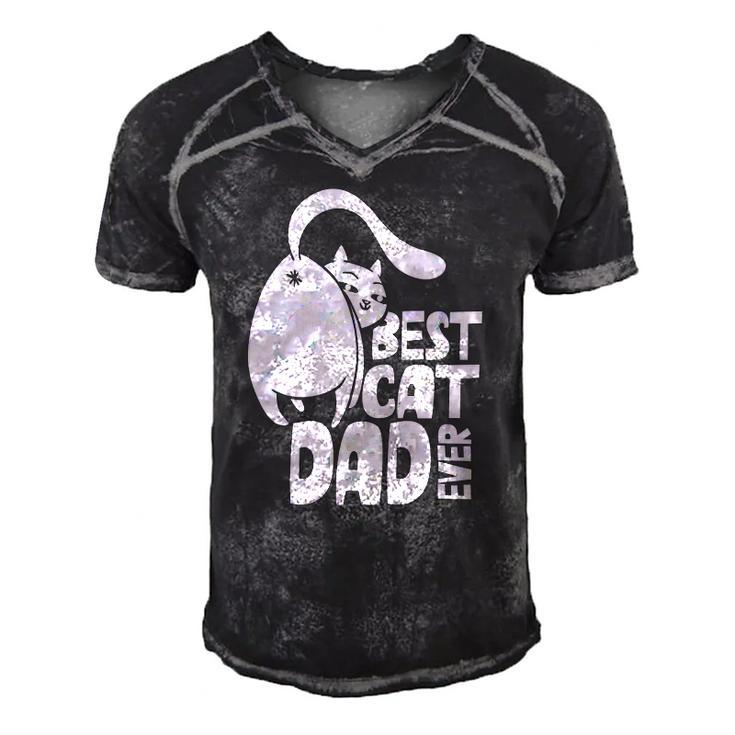 Best Cat Dad Ever Father Papa Sayings Daddy Men's Short Sleeve V-neck 3D Print Retro Tshirt