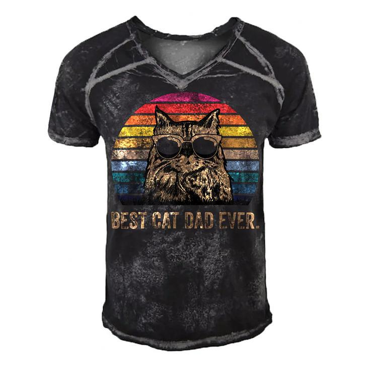 Best Cat Dad Ever Papa Birthday Fathers Day Men's Short Sleeve V-neck 3D Print Retro Tshirt