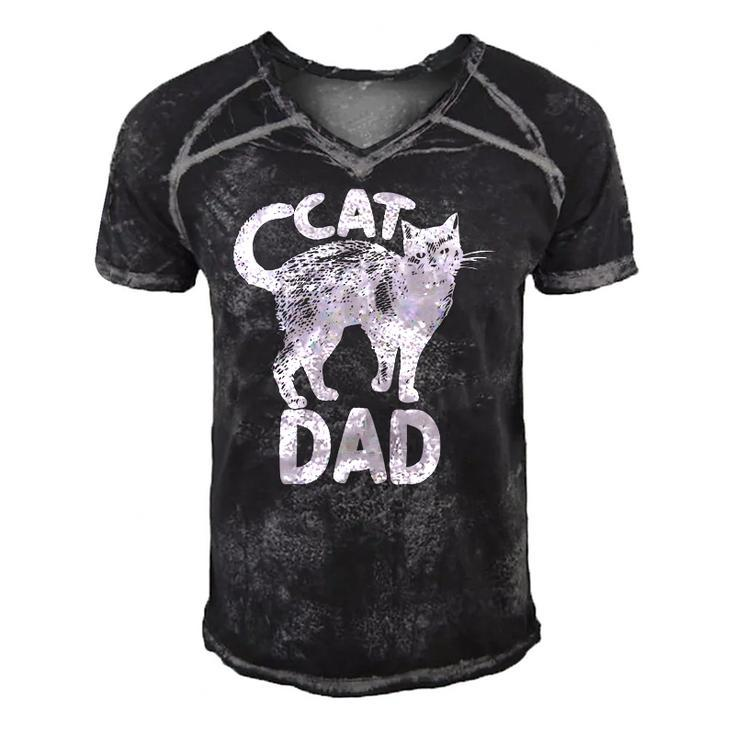 Best Cat Dad  Fathers Day Kitty Daddy Papa Christmas Men's Short Sleeve V-neck 3D Print Retro Tshirt
