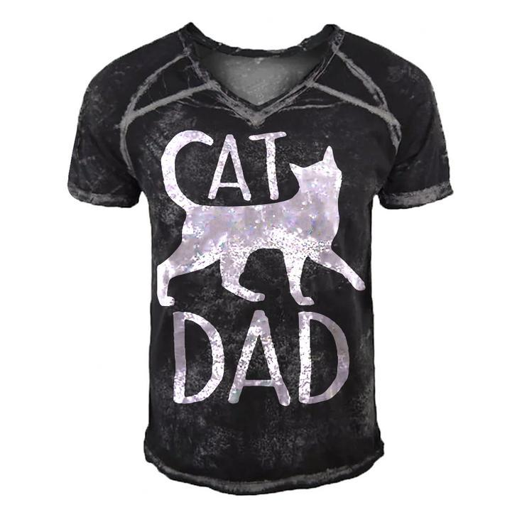 Best Cat Dad  Fathers Day Kitty Daddy Papa Christmas  V3 Men's Short Sleeve V-neck 3D Print Retro Tshirt