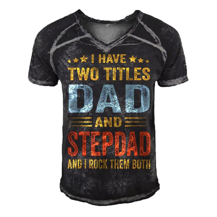 Best Dad And Stepdad  Cute Fathers Day Gift From Wife  V3 Men's Short Sleeve V-neck 3D Print Retro Tshirt