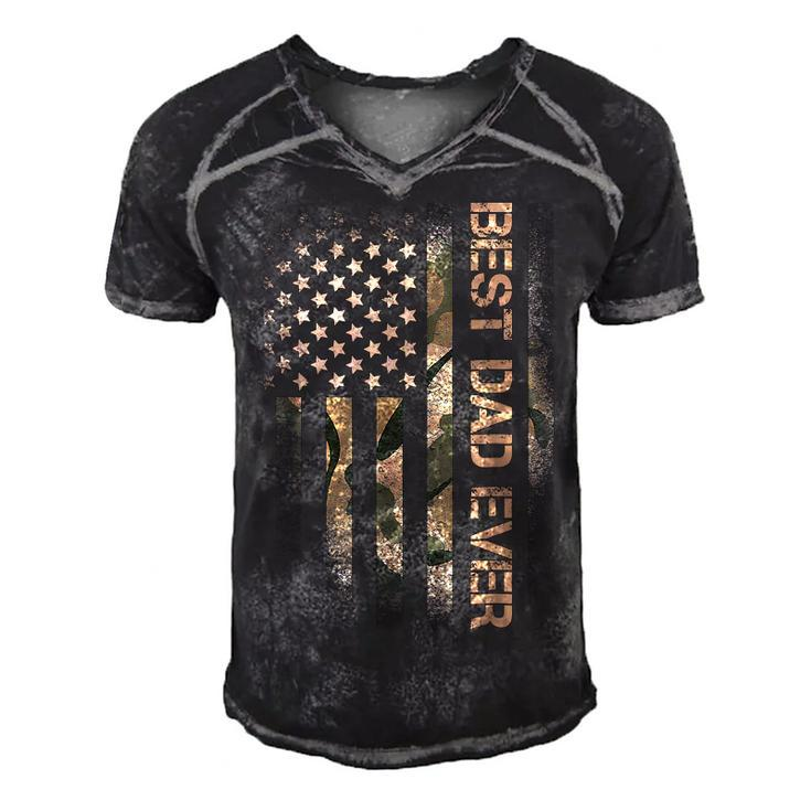 Best Dad Ever Camo American Us Flag Fathers Day 4Th Of July  Men's Short Sleeve V-neck 3D Print Retro Tshirt
