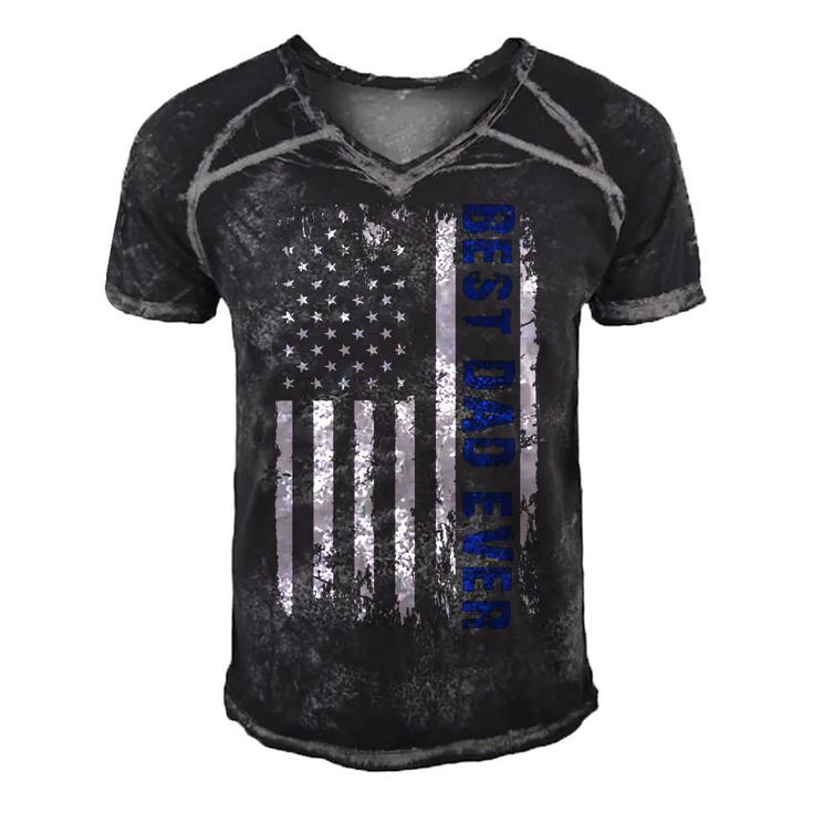 Best Dad Ever Military Pride - 4Th Of July Usa Flag    Men's Short Sleeve V-neck 3D Print Retro Tshirt