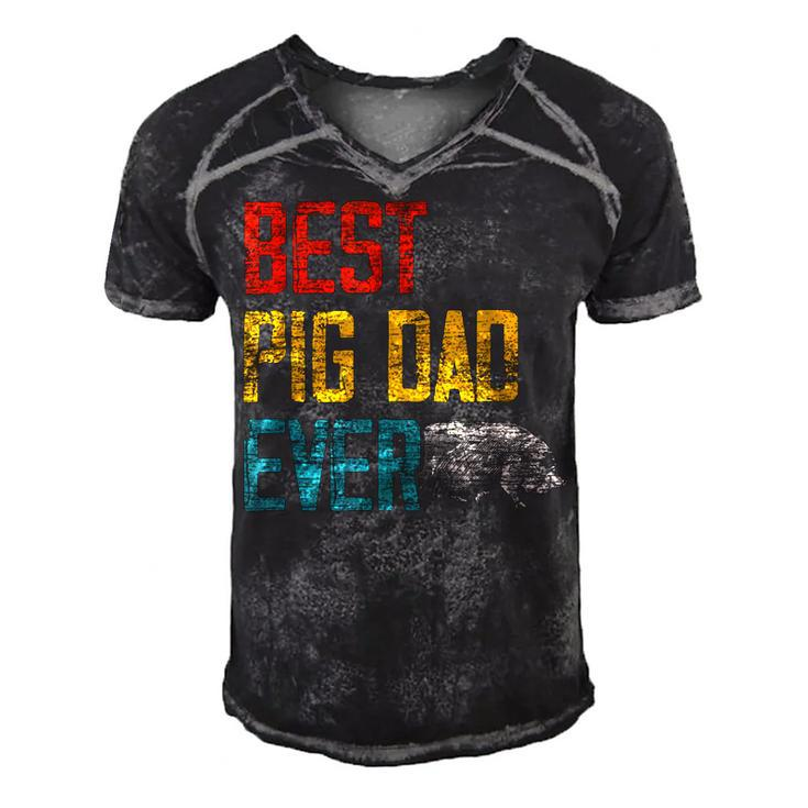 Best Dad Ever Pig Men's Short Sleeve V-neck 3D Print Retro Tshirt