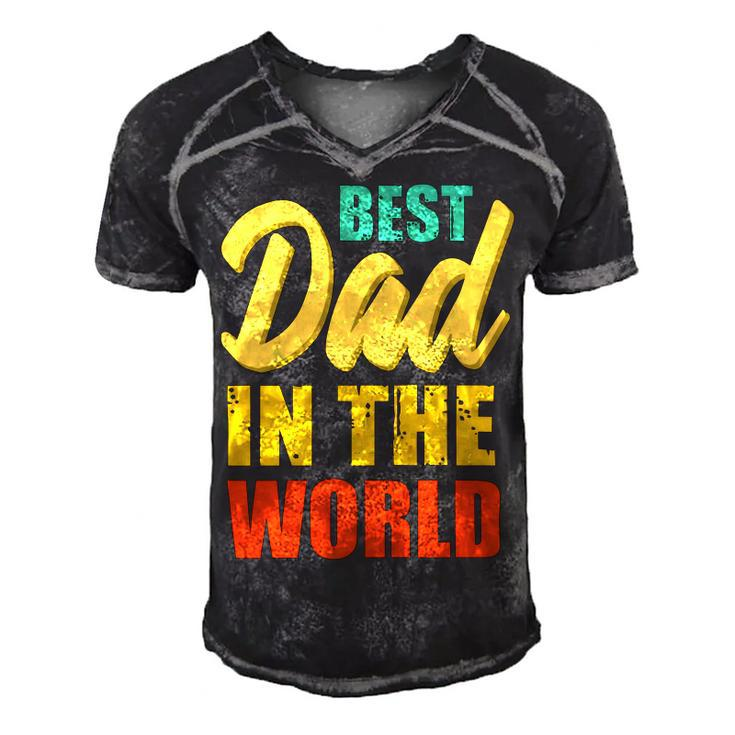Best Dad In The World Fathers Day T Shirts Men's Short Sleeve V-neck 3D Print Retro Tshirt