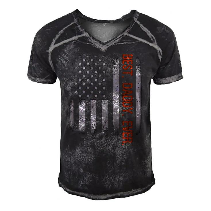 Best Daddy Ever American Flag Fathers Day Gift Men's Short Sleeve V-neck 3D Print Retro Tshirt