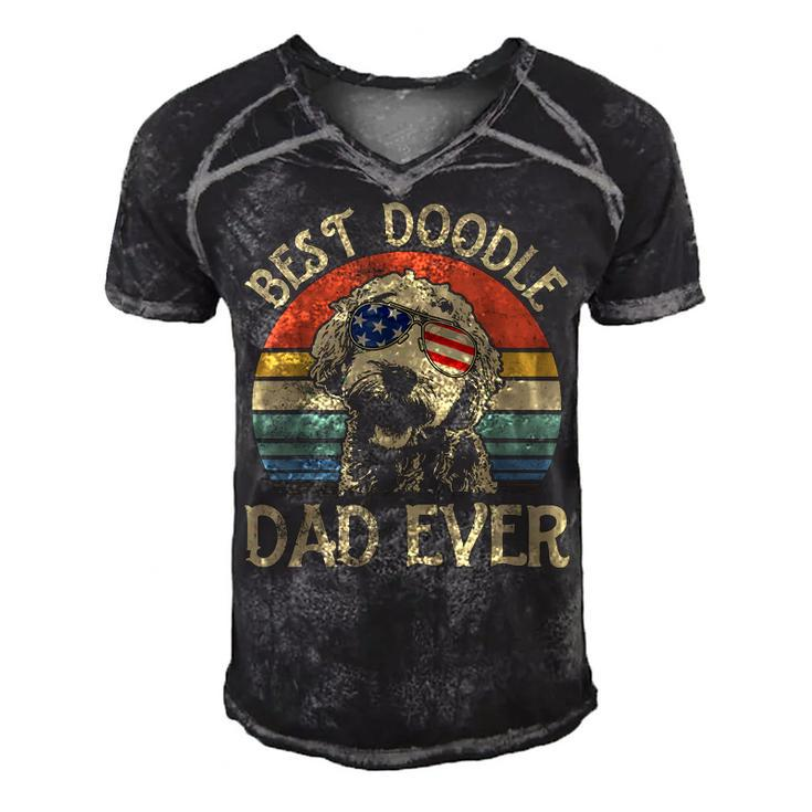 Best Doodle Dad Ever Goldendoodle American Flag 4Th Of July  Men's Short Sleeve V-neck 3D Print Retro Tshirt