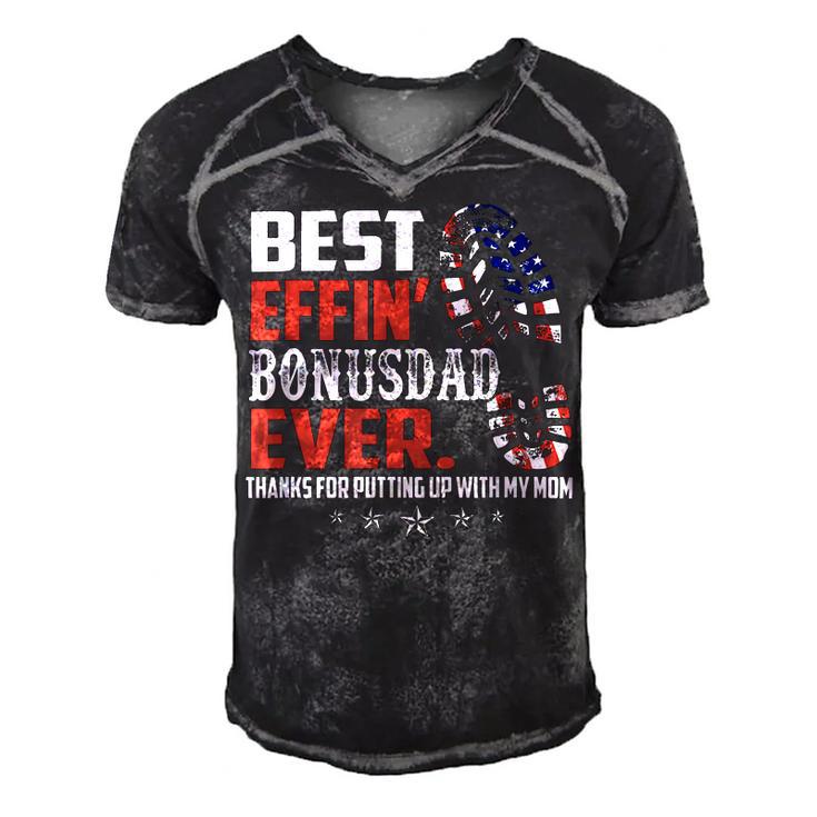 Best Effin Bonusdad Ever Thanks For Putting With My Mom Men's Short Sleeve V-neck 3D Print Retro Tshirt