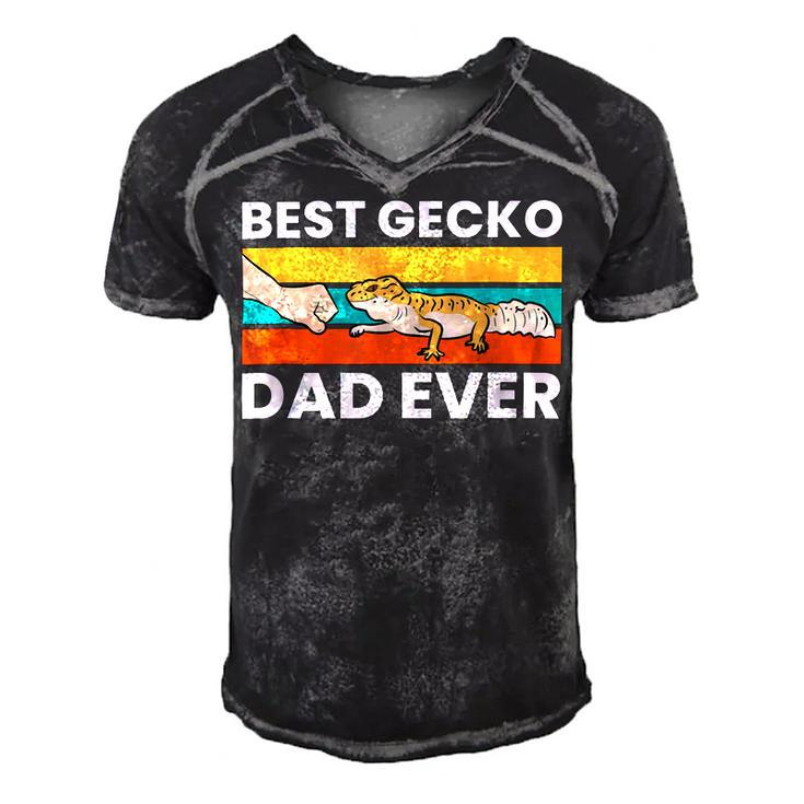 Best Gecko Dad Ever Lizard Leopard Gecko Men's Short Sleeve V-neck 3D Print Retro Tshirt