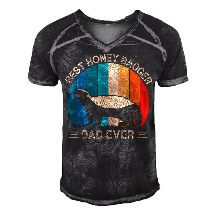 Best Honey Badger Dad Ever Honey Badger Graphic Fathers Day Men's Short Sleeve V-neck 3D Print Retro Tshirt