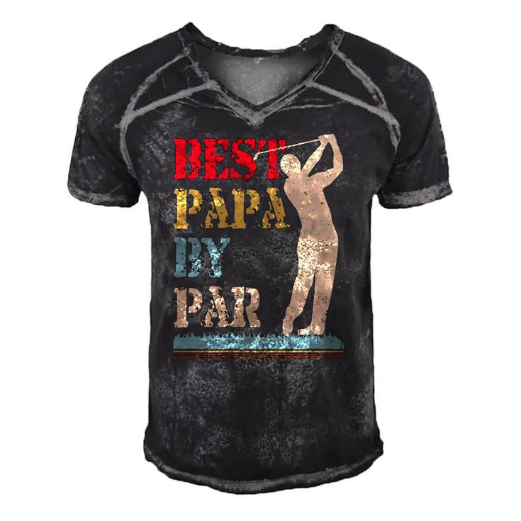 Best Papa By Par Golf Essential Men's Short Sleeve V-neck 3D Print Retro Tshirt