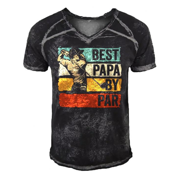 Best Papa By Par Papa Golf Fathers Day Men's Short Sleeve V-neck 3D Print Retro Tshirt