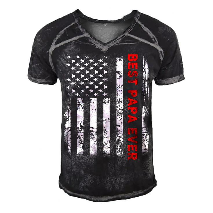 Best Papa Ever American Flag S For Grandpa Fathers Day Men's Short Sleeve V-neck 3D Print Retro Tshirt
