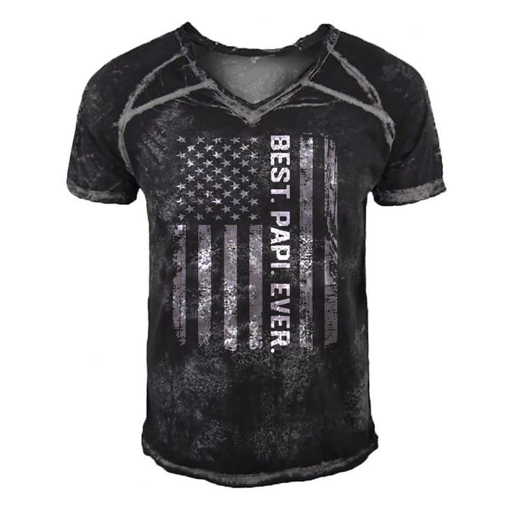 Best Papi Ever America Flag Gift For Men Fathers Day Men's Short Sleeve V-neck 3D Print Retro Tshirt