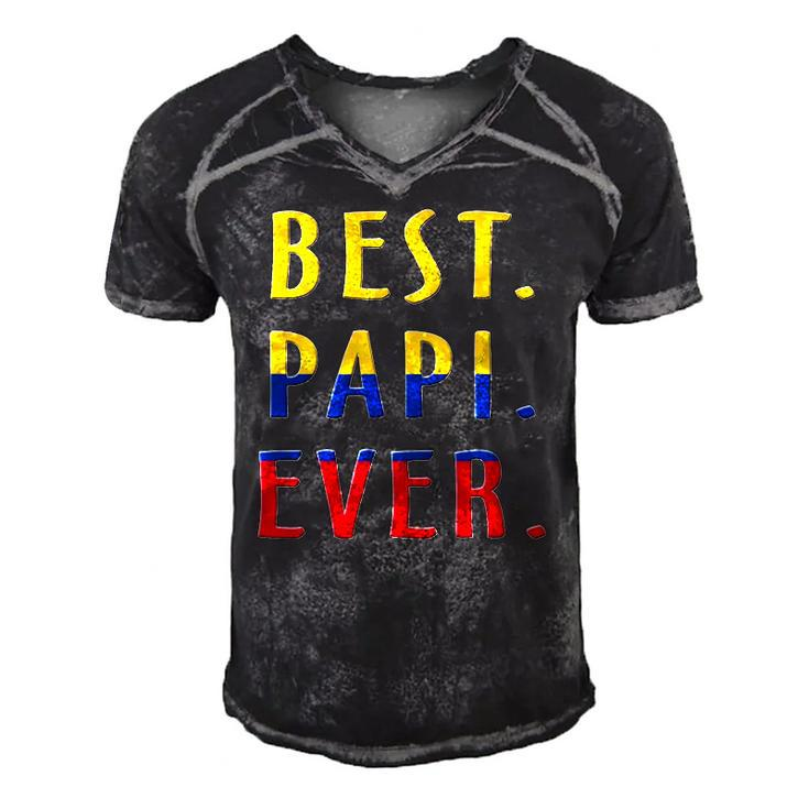 Best Papi Ever Colombian Flag Men's Short Sleeve V-neck 3D Print Retro Tshirt
