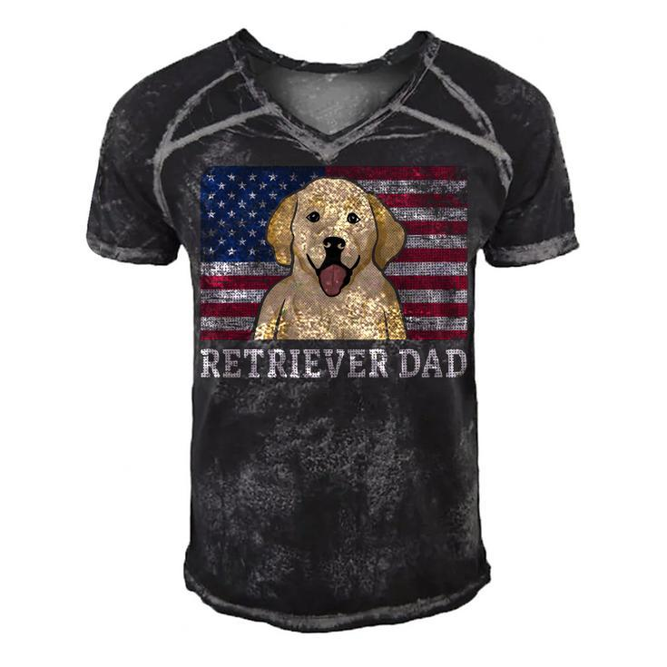 Best Retriever Dad Ever American Flag 4Th Of July Patriotic  Men's Short Sleeve V-neck 3D Print Retro Tshirt