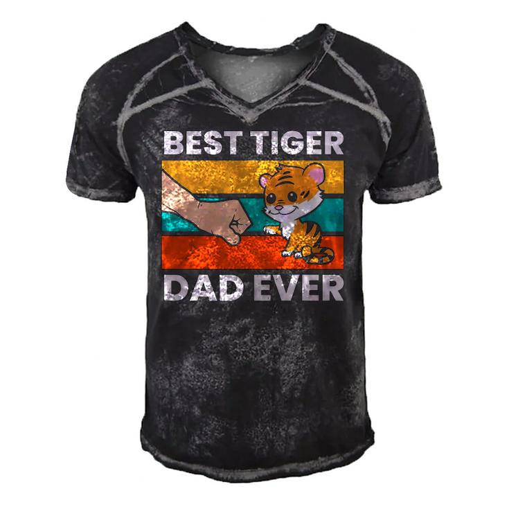 Best Tiger Dad Ever Happy Fathers Day Men's Short Sleeve V-neck 3D Print Retro Tshirt