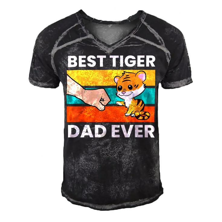 Best Tiger Dad Ever Men's Short Sleeve V-neck 3D Print Retro Tshirt