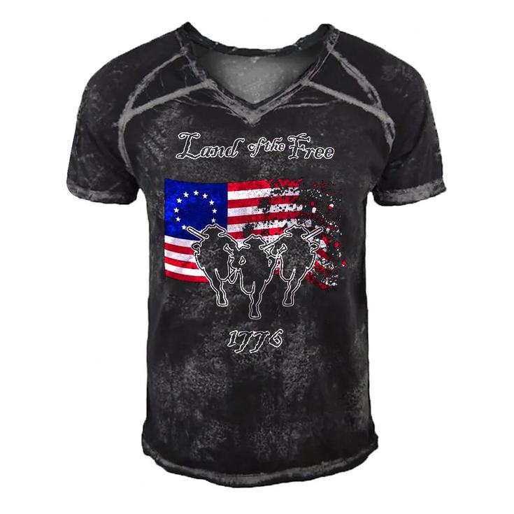Betsy Ross Flag Land Of The Free Women Men Patriotic Gift Men's Short Sleeve V-neck 3D Print Retro Tshirt