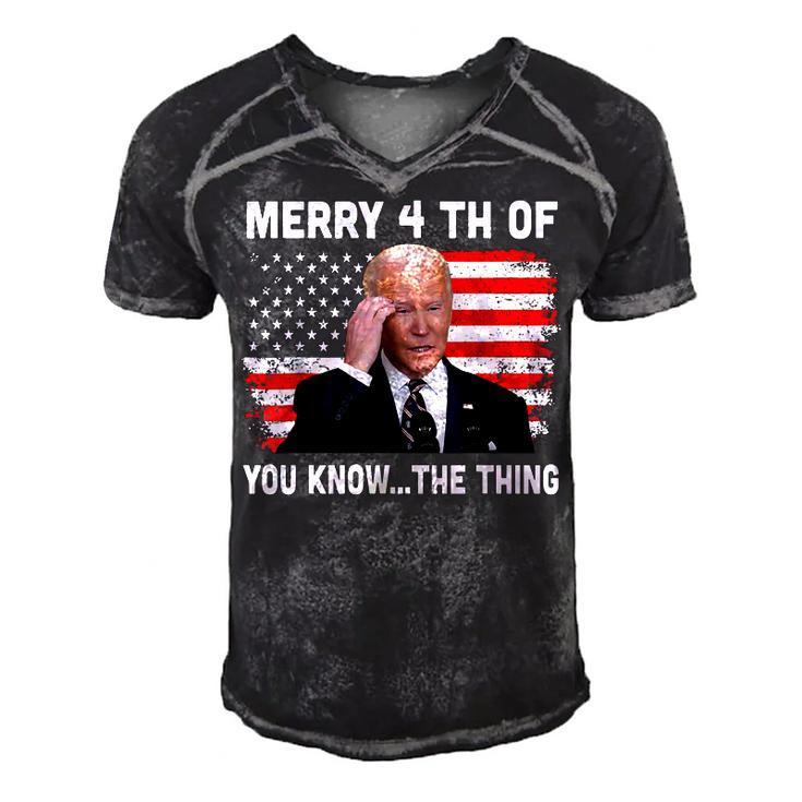 Biden Dazed Merry 4Th Of You KnowThe Thing  Men's Short Sleeve V-neck 3D Print Retro Tshirt
