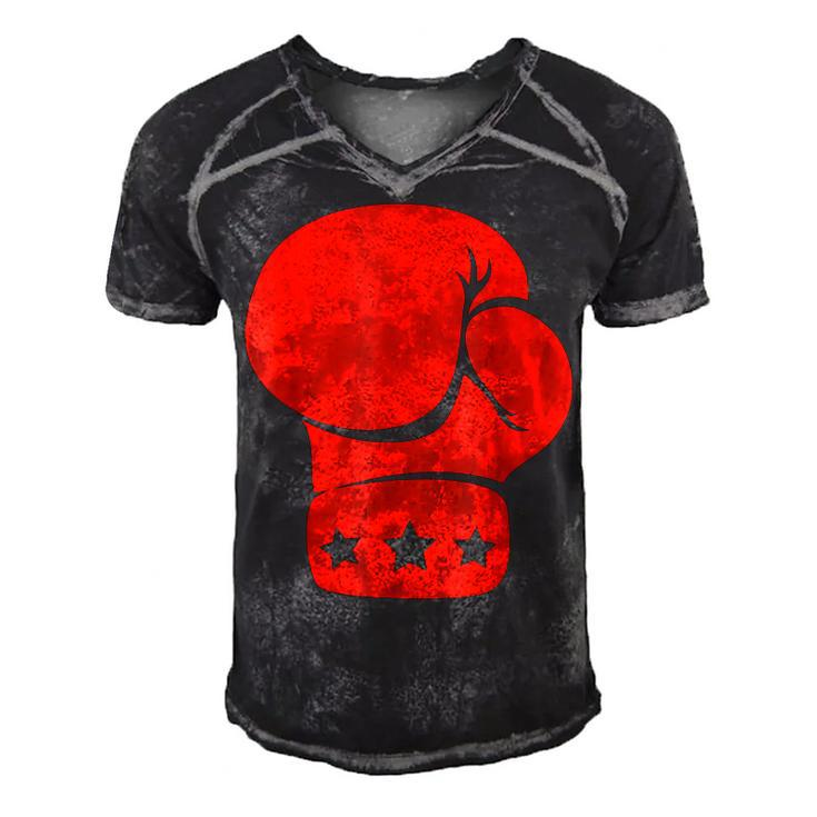 Big Red Boxing Glove Boxing  Men's Short Sleeve V-neck 3D Print Retro Tshirt