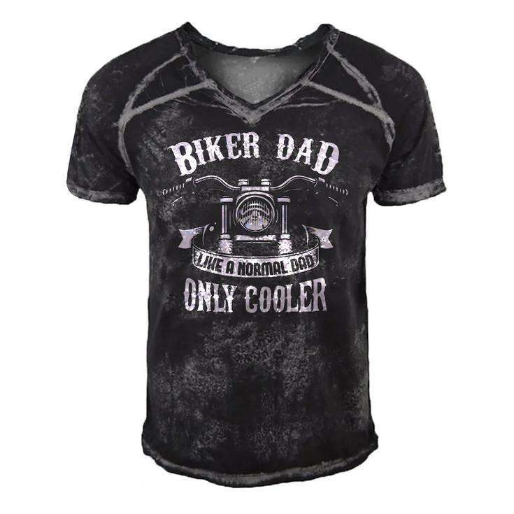 Biker Dad Motorcycle Fathers Day Design For Fathers Men's Short Sleeve V-neck 3D Print Retro Tshirt