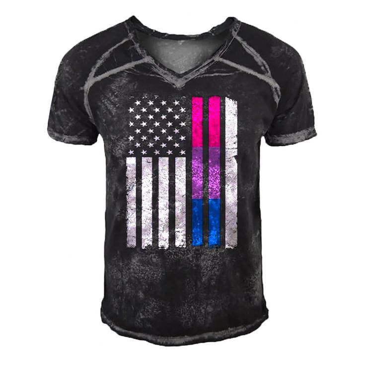 Bisexual Pride Us American Flag Love Wins Lgbt Bi Pride Men's Short Sleeve V-neck 3D Print Retro Tshirt