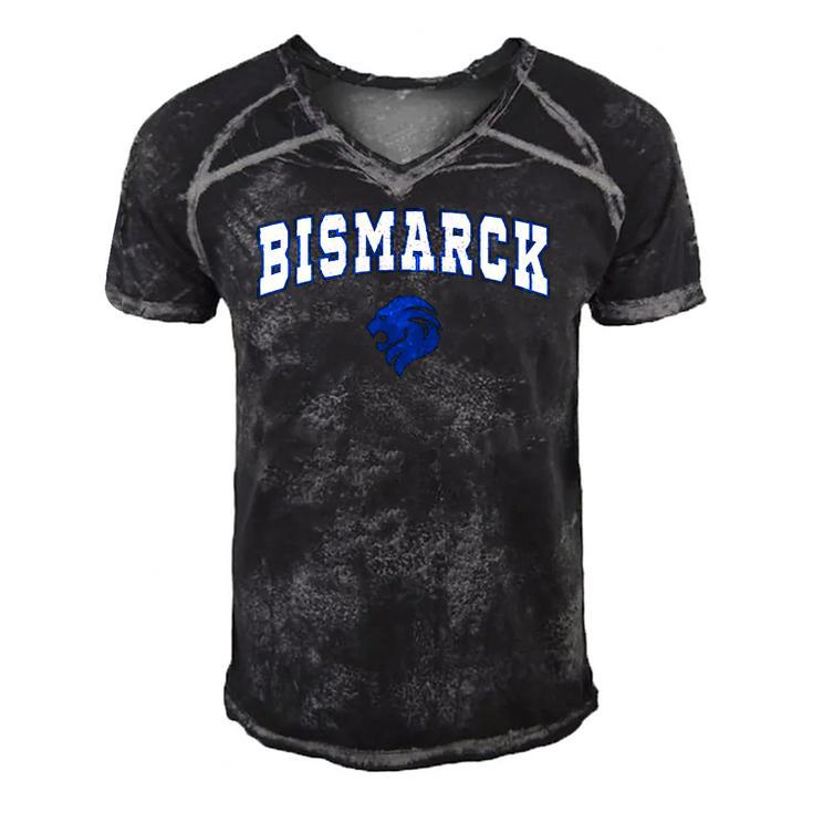 Bismarck High School Lions C2 College Sports Men's Short Sleeve V-neck 3D Print Retro Tshirt