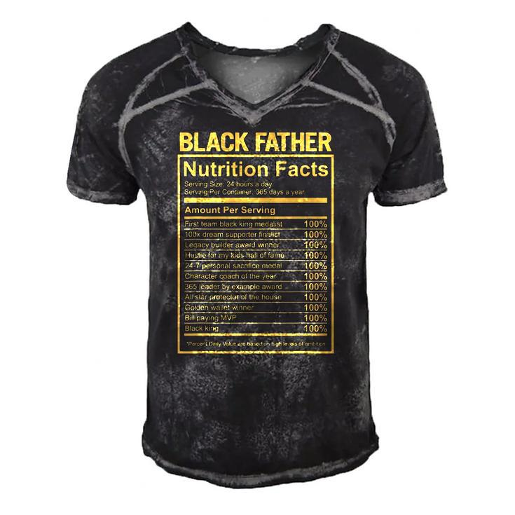 Black Father Fathers Day King Nutrition Facts Dad Men's Short Sleeve V-neck 3D Print Retro Tshirt