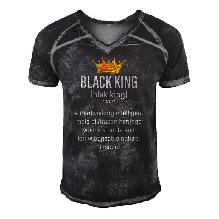 Black Father Noun Black King A Hardworking Intelligent Male Of African Heritage Who Is A Noble Men's Short Sleeve V-neck 3D Print Retro Tshirt