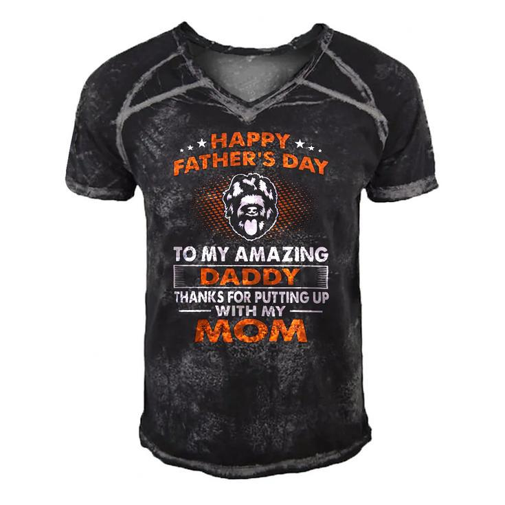 Black Russian Terrier Dog Dad Happy Fathers Day Men's Short Sleeve V-neck 3D Print Retro Tshirt
