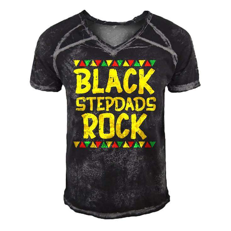 Black Stepdad Rock Kente African American Pride History Gift Men's Short Sleeve V-neck 3D Print Retro Tshirt