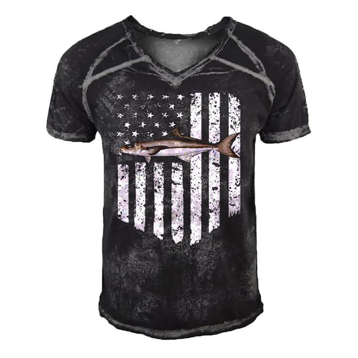 Black White American Flag Cobia 4Th Of July Fish Men's Short Sleeve V-neck 3D Print Retro Tshirt