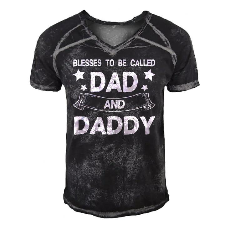 Blessed To Be Called Dad And Daddy Fathers Day Men's Short Sleeve V-neck 3D Print Retro Tshirt